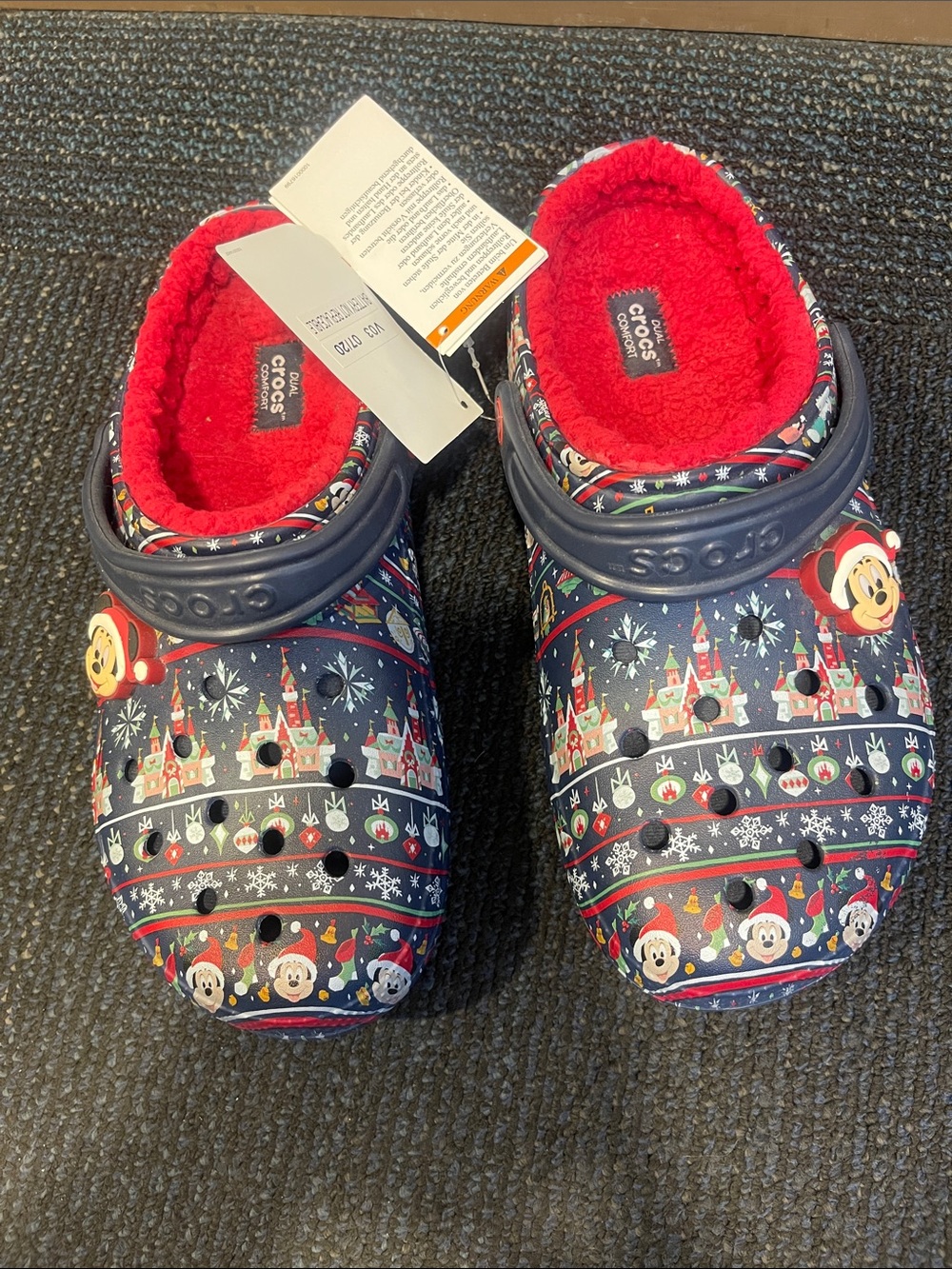 Light up CROCS Navy Mickey Holiday Lined Clog with Red Lining